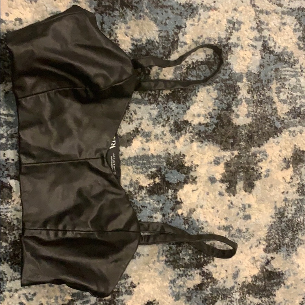 Cropped faux leather bustier